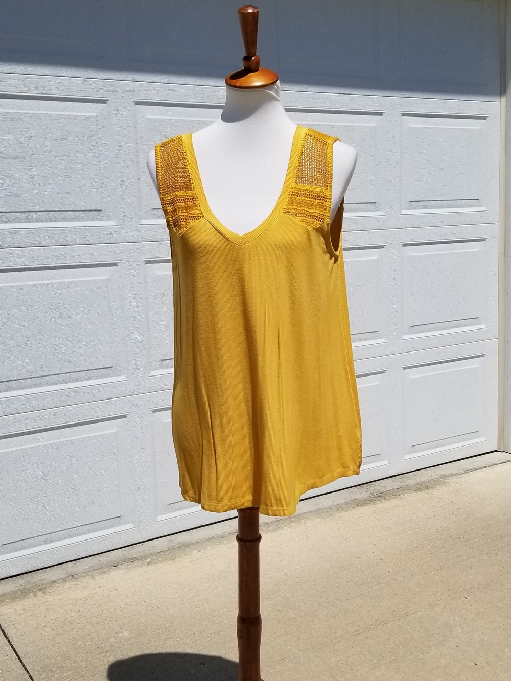 White Crow Mustard Yellow V-Neck Knit Tank